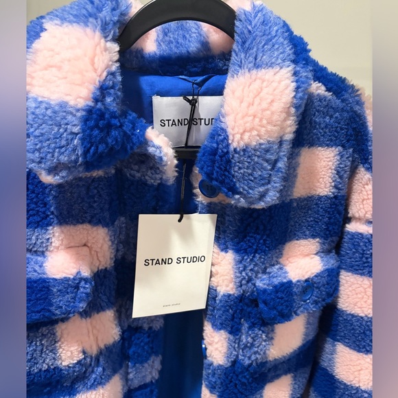 STAND Studio Blue & Pink Sherpa Teddy Coat - Picture 2 of 6